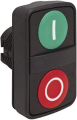 Schneider Electric - 22mm Mount Hole, Flush, Pushbutton Switch Only - Rectangle, Green and Red Pushbutton, Nonilluminated, Momentary (MO), On-Off, Shock and Vibration Resistant - Eagle Tool & Supply