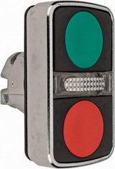 Schneider Electric - 22mm Mount Hole, Flush, Pushbutton Switch Only - Rectangle, Green and Red Pushbutton, Illuminated, Momentary (MO), On-Off, Shock and Vibration Resistant - Eagle Tool & Supply