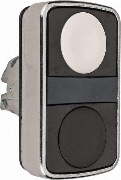 Schneider Electric - 22mm Mount Hole, Flush, Pushbutton Switch Only - Rectangle, White and Black Pushbutton, Nonilluminated, Momentary (MO), On-Off, Shock and Vibration Resistant - Eagle Tool & Supply