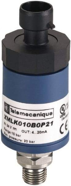 Square D - 1/4-18 NPT (Male) Connector, 24 VDC, 150 psi Sensor, Shock and Vibration Resistant, Analog, Control Circuit Pressure Sensor - 2.5787 Inch Long x 1.417 Inch Wide, IP65, For Use with Air, Fresh Water - Eagle Tool & Supply