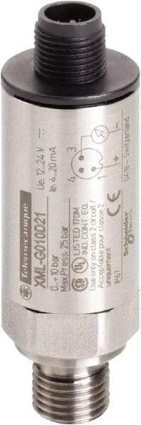 Square D - 1/4-18 NPT (Male) Connector, 24 VDC, 232 psi Sensor, Shock and Vibration Resistant, Analog, Control Circuit Pressure Sensor - 2.7 Inch Long x 0.9 Inch Wide, IP66, IP67, For Use with Air, Corrosive Fluid, Fresh Water, Hydraulic Oil - Eagle Tool & Supply