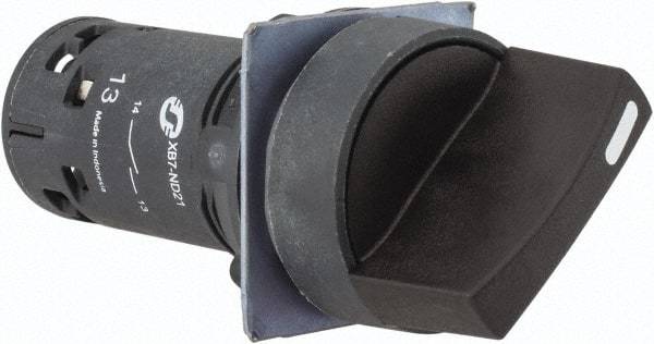 Schneider Electric - 22mm Mount Hole, 2 Position, Knob Operated, Selector Switch Only - Black, Maintained (MA), Nonilluminated, Shock and Vibration Resistant - Eagle Tool & Supply