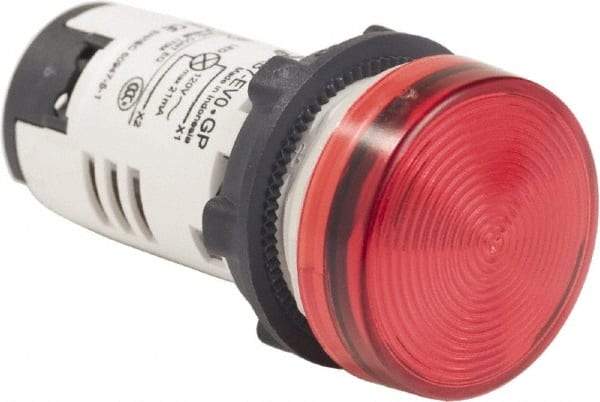 Schneider Electric - 120 VAC Red Lens LED Pilot Light - Round Lens, Screw Clamp Connector, 29mm Wide, Shock Resistant, Vibration Resistant - Eagle Tool & Supply