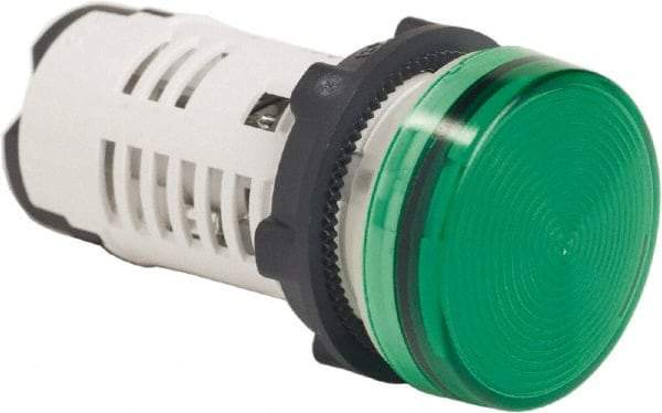 Schneider Electric - 120 VAC Green Lens LED Pilot Light - Round Lens, Screw Clamp Connector, 29mm Wide, Shock Resistant, Vibration Resistant - Eagle Tool & Supply