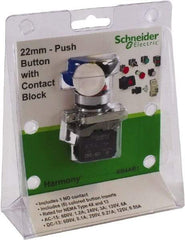 Schneider Electric - 22mm Mount Hole, Pushbutton Switch with Contact Block - Eagle Tool & Supply