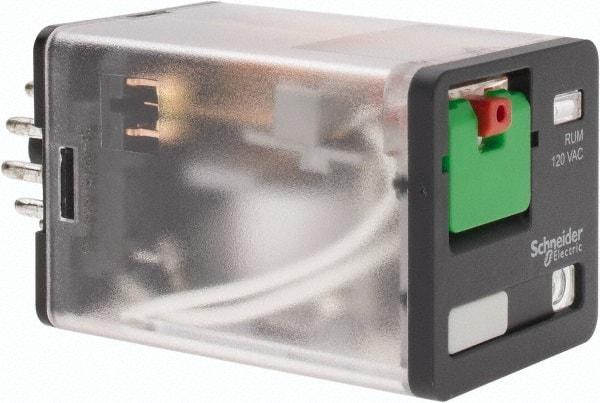 Schneider Electric - 3 at 60 Hz VA Power Rating, Octal Electromechanical Plug-in General Purpose Relay - 10 Amp at 250 VAC, 3PDT, 120 VAC, 35mm Wide x 56mm High x 35.4mm Deep - Eagle Tool & Supply