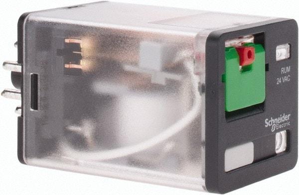 Schneider Electric - 3 at 60 Hz VA Power Rating, Octal Electromechanical Plug-in General Purpose Relay - 10 Amp at 277 VAC & 30 VDC, DPDT, 24 VAC, 35mm Wide x 56mm High x 35.4mm Deep - Eagle Tool & Supply