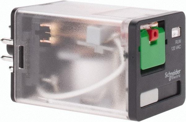 Schneider Electric - 3 at 60 Hz VA Power Rating, Octal Electromechanical Plug-in General Purpose Relay - 10 Amp at 277 VAC & 30 VDC, DPDT, 120 VAC, 35mm Wide x 56mm High x 35.4mm Deep - Eagle Tool & Supply
