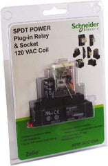 Schneider Electric - 1 hp, Electromechanical Plug-in General Purpose Relay - 15 Amp at 120 VAC, SPDT, 120 VAC - Eagle Tool & Supply