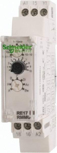 Schneider Electric - 100 hr Delay, Multiple Range SPDT Time Delay Relay - 8 Contact Amp, 24 to 240 VAC/VDC, Selector Switch - Eagle Tool & Supply