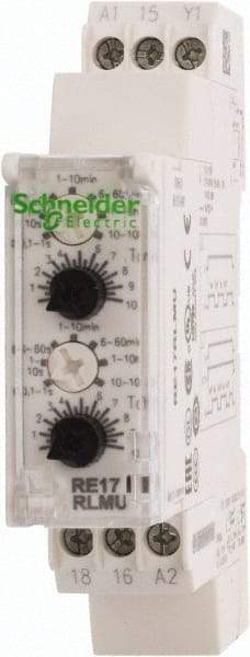 Schneider Electric - 100 hr Delay, Multiple Range SPDT Time Delay Relay - 8 Contact Amp, 24 VDC & 24 to 240 VAC, Selector Switch - Eagle Tool & Supply