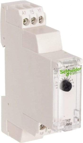 Schneider Electric - 100 hr Delay, Multiple Range SPDT Time Delay Relay - 8 Contact Amp, 24 VDC & 24 to 240 VAC, Selector Switch - Eagle Tool & Supply
