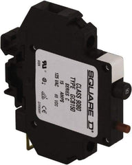 Square D - 15 Amp, 125 VAC, 65 VDC, 1 Pole, DIN Rail Mount Circuit Protector - Thermal Magnetic Trip, 16-10 AWG, 64mm Deep x 80mm High x - Eagle Tool & Supply