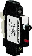 Square D - 1 Amp, 250 VAC, 65 VDC, 1 Pole, DIN Rail Mount Circuit Protector - Thermal Magnetic Trip, 16-10 AWG, 64mm Deep x 80mm High x - Eagle Tool & Supply