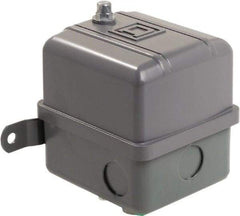 Square D - 1 NEMA Rated, DPST, 80 to 100 psig, Vacuum Switch Pressure and Level Switch - Adjustable Pressure, 575 VAC, 1/4 Inch NPSF Connector, Screw Terminal, For Use with Air Compressors, Electrically Driven Water Pumps - Eagle Tool & Supply