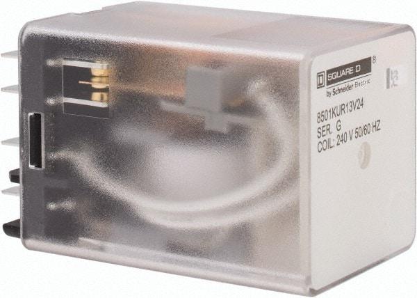 Square D - 11 Pins, 1 hp at 277 Volt & 1/3 hp at 120 Volt, 3 VA Power Rating, Square Electromechanical Plug-in General Purpose Relay - 10 Amp at 250 VAC, 3PDT, 240 VAC at 50/60 Hz, 34.9mm Wide x 50mm High x 35.4mm Deep - Eagle Tool & Supply