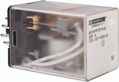 Square D - 11 Pins, 1 hp at 277 Volt & 1/3 hp at 120 Volt, 3 VA Power Rating, Octal Electromechanical Plug-in General Purpose Relay - 10 Amp at 250 VAC, 3PDT, 120 VAC at 50/60 Hz, 34.9mm Wide x 50.3mm High x 35.4mm Deep - Eagle Tool & Supply