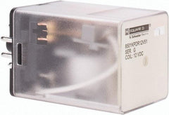 Square D - 8 Pins, 1 hp at 277 Volt & 1/3 hp at 120 Volt, 3 VA Power Rating, Octal Electromechanical Plug-in General Purpose Relay - 10 Amp at 250 VAC, DPDT, 12 VDC, 34.9mm Wide x 50.3mm High x 35.4mm Deep - Eagle Tool & Supply