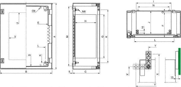 Schneider Electric - Polyester Standard Enclosure Hinge Cover - NEMA 13, 4X, 430mm Wide x 530 mm High x 200mm Deep, Impact Resistant - Eagle Tool & Supply