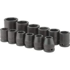 Proto - 12 Piece 3/4" Drive Black Finish Impact Socket Set - 6 Points, 19mm to 46mm Range, Metric Measurement Standard - Eagle Tool & Supply
