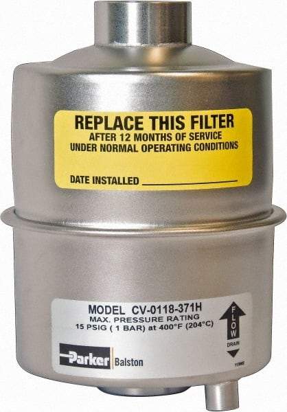 Parker - 1/2 NPT Air Compressor Inlet Filter - 3 CFM, 2.9" Diam x 4.4" High, Use with Welch Pump Models #1400, 1405, 8907 - Eagle Tool & Supply