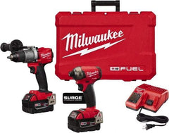 Milwaukee Tool - 18 Volt Cordless Tool Combination Kit - Includes Hammer Drill & 1/4" Hex Impact Driver, Lithium-Ion Battery Included - Eagle Tool & Supply