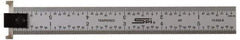 SPI - 18" Long, 1/100, 1/64, 1/50, 1/32" Graduation, Tool Steel Rule - 16R Graduation Style, 1-1/8" Wide, Silver, Satin Chrome Finish - Eagle Tool & Supply