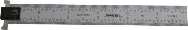 SPI - 6" Long, 1/64, 1/32, 1/16, 1/8" Graduation, Tool Steel Rule - 4R Graduation Style, 3/4" Wide, Silver, Satin Chrome Finish - Eagle Tool & Supply