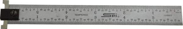 SPI - 6" Long, 1/64, 1/32" and 0.5, 1mm Graduation, Tool Steel Rule - English/Metric Graduation Style, 3/4" Wide, Silver, Satin Chrome Finish - Eagle Tool & Supply