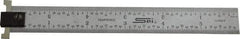 SPI - 6" Long, 1/64, 1/32" and 0.5, 1mm Graduation, Tool Steel Rule - English/Metric Graduation Style, 3/4" Wide, Silver, Satin Chrome Finish - Eagle Tool & Supply