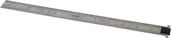 SPI - 12" Long, 1/100, 1/64, 1/50, 1/32" Graduation, Tool Steel Rule - 16R Graduation Style, 1" Wide, Silver, Satin Chrome Finish - Eagle Tool & Supply