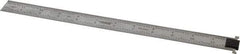 SPI - 12" Long, 1/100, 1/64, 1/50, 1/32" Graduation, Tool Steel Rule - 16R Graduation Style, 1" Wide, Silver, Satin Chrome Finish - Eagle Tool & Supply