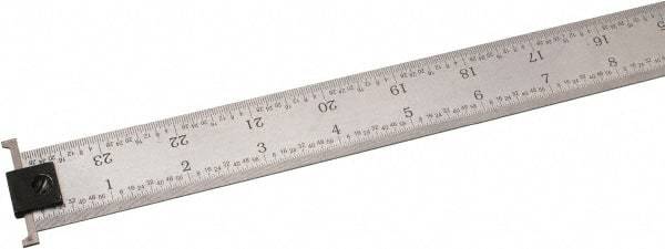 SPI - 24" Long, 1/64, 1/32, 1/16, 1/8" Graduation, Tool Steel Rule - 4R Graduation Style, 1-1/8" Wide, Silver, Satin Chrome Finish - Eagle Tool & Supply