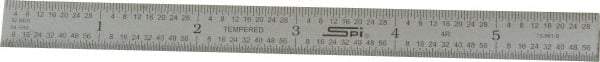 SPI - 6" Long, 1/64, 1/32, 1/16, 1/8" Graduation, Flexible Steel Rule - 4R Graduation Style, 1/2" Wide, Silver, Satin Chrome Finish - Eagle Tool & Supply