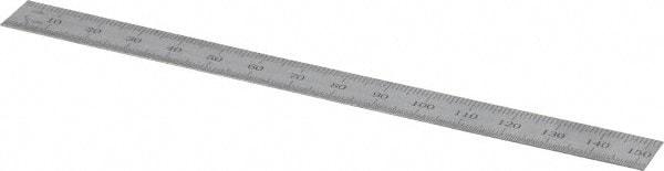SPI - 6" Long, 1/64, 1/32" and 0.5, 1mm Graduation, Flexible Steel Rule - English/Metric Graduation Style, 1/2" Wide, Silver, Satin Chrome Finish - Eagle Tool & Supply
