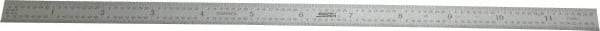 SPI - 12" Long, 1/64, 1/50, 1/32, 1/10" Graduation, Flexible Steel Rule - 3R Graduation Style, 1/2" Wide, Silver, Satin Chrome Finish - Eagle Tool & Supply
