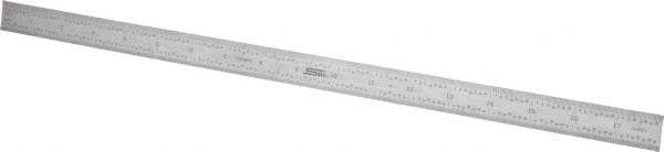 SPI - 18" Long, 1/100, 1/64, 1/32, 1/10" Graduation, Flexible Steel Rule - 5R Graduation Style, 3/4" Wide, Silver, Satin Chrome Finish - Eagle Tool & Supply