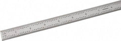SPI - 18" Long, 1/100, 1/64, 1/50, 1/32" Graduation, Flexible Steel Rule - 16R Graduation Style, 3/4" Wide, Silver, Satin Chrome Finish - Eagle Tool & Supply