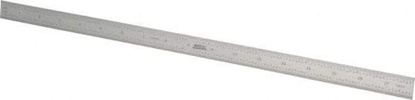 SPI - 18" Long, 1/64, 1/32" and 0.5, 1mm Graduation, Flexible Steel Rule - English/Metric Graduation Style, 3/4" Wide, Silver, Satin Chrome Finish - Eagle Tool & Supply