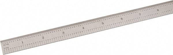 SPI - 24" Long, 1/100, 1/64, 1/32, 1/10" Graduation, Flexible Steel Rule - 5R Graduation Style, 3/4" Wide, Silver, Satin Chrome Finish - Eagle Tool & Supply