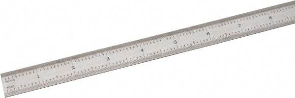 SPI - 24" Long, 1/100, 1/64, 1/50, 1/32" Graduation, Flexible Steel Rule - 16R Graduation Style, 3/4" Wide, Silver, Satin Chrome Finish - Eagle Tool & Supply