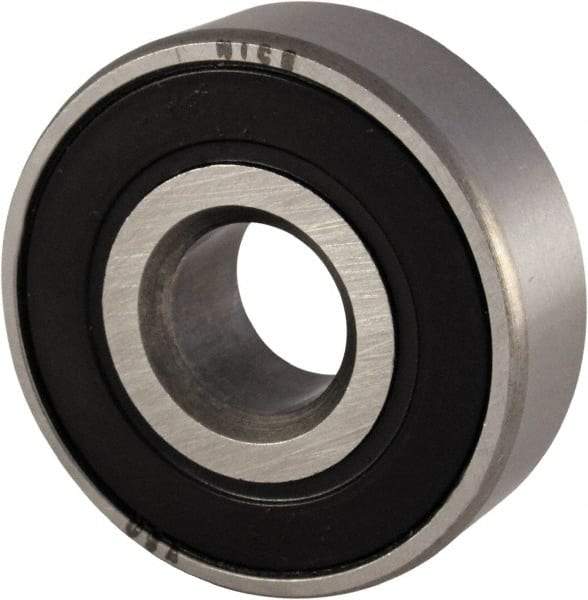 Nice - 7/16" Bore Diam, 1-3/8" OD, Double Seal Semi Ground Extra Light Radial Ball Bearing - 7/16" Wide, 1 Row, Round Bore, 850 Lb Static Capacity, 940 Lb Dynamic Capacity - Eagle Tool & Supply