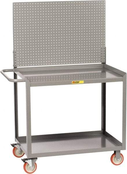 Little Giant - 1,200 Lb Capacity, 2 Shelf Mobile Workbench with Pegboard Panel - 48" Wide x 24" Deep x 60" High, Steel - Eagle Tool & Supply