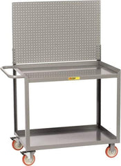 Little Giant - 1,200 Lb Capacity, 2 Shelf Mobile Workbench with Pegboard Panel - 36" Wide x 24" Deep x 60" High, Steel - Eagle Tool & Supply