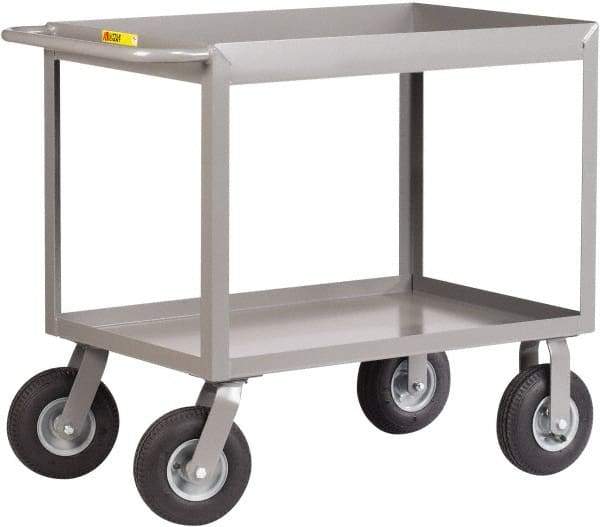 Little Giant - 1,200 Lb Capacity, 24" Wide x 54" Long x 36-1/2" High Deep Shelf Cart - 2 Shelf, Steel, 2 Rigid/2 Swivel Casters - Eagle Tool & Supply