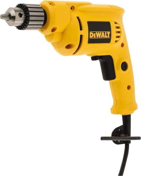 DeWALT - 3/8" Keyed Chuck, 2,800 RPM, Pistol Grip Handle Electric Drill - 7 Amps, 120 Volts, Reversible - Eagle Tool & Supply