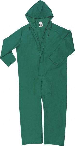 MCR Safety - Size 4XL, Green, Rain, Limited Flammability Coverall - 56" Chest, Snap Ankle, Take Up Snaps Wrist - Eagle Tool & Supply