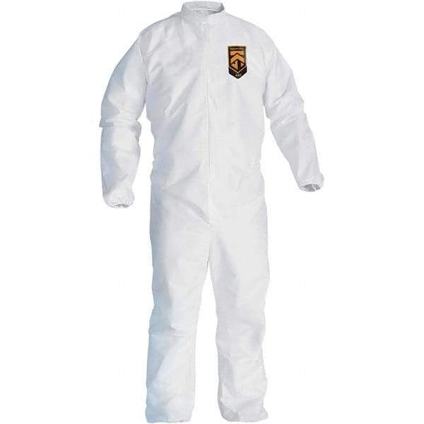 KleenGuard - Size 3XL Film Laminate General Purpose Coveralls - White, Zipper Closure, Elastic Cuffs, Elastic Ankles, Serged Seams - Eagle Tool & Supply
