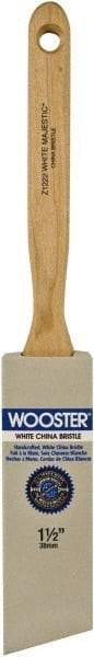 Wooster Brush - 1-1/2" Angled Hog Sash Brush - 2-11/16" Bristle Length, 7-7/8" Maple Fluted Handle - Eagle Tool & Supply