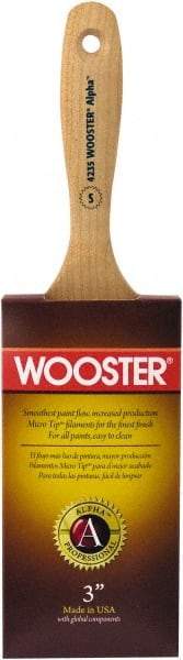 Wooster Brush - 3" Oval Synthetic Varnish Brush - 3-7/16" Bristle Length, 6-1/4" Maple Beavertail Handle - Eagle Tool & Supply